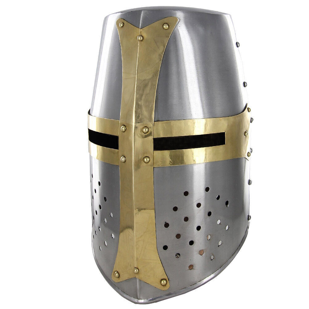 Medieval Great Bucket Helm Knights 20G Steel Templar Crusader Helmet 13 In