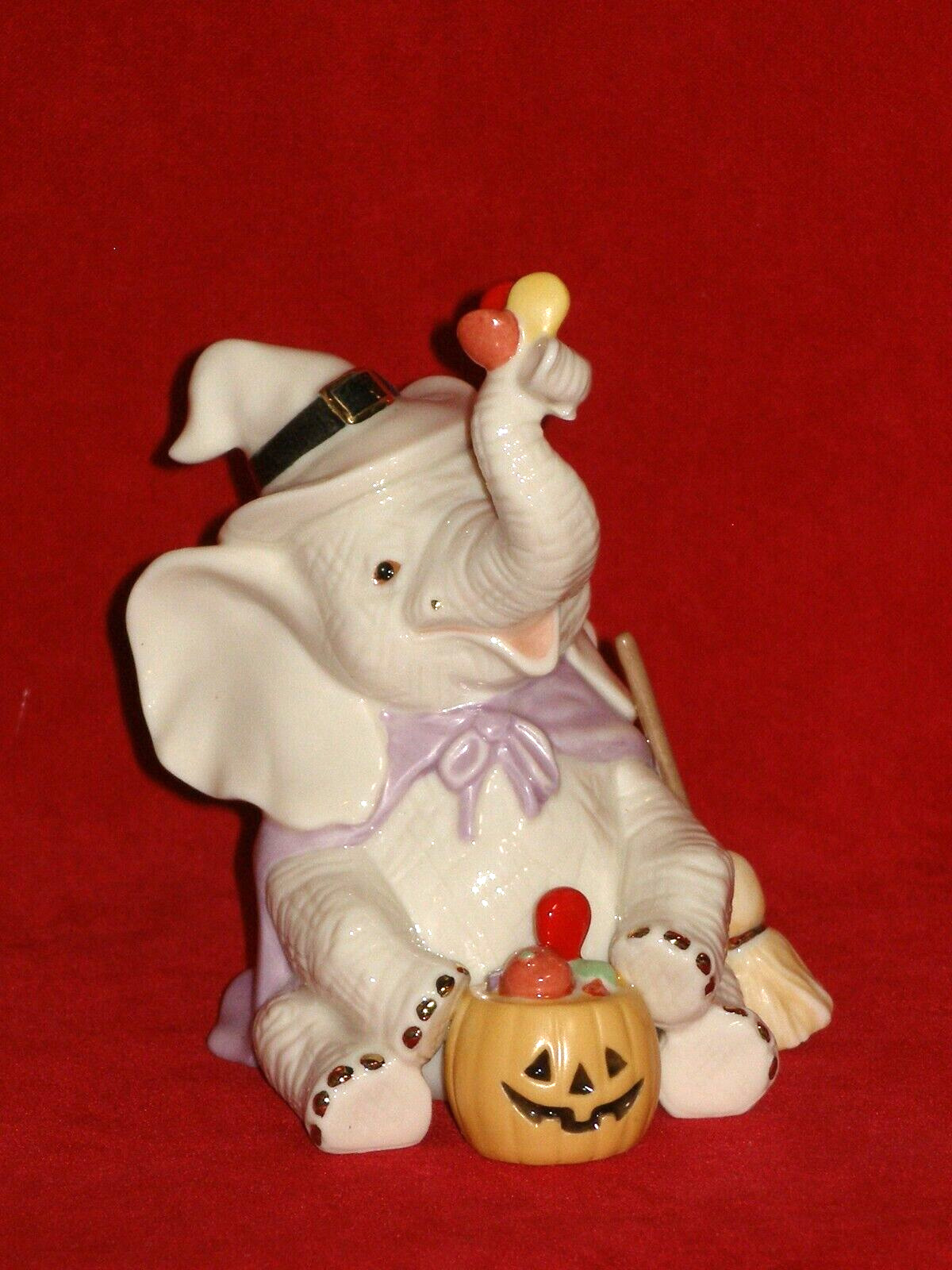 Lenox TRUNK AND TREATS Figurine Figure Halloween Witch Hat Broom Elephant NEW