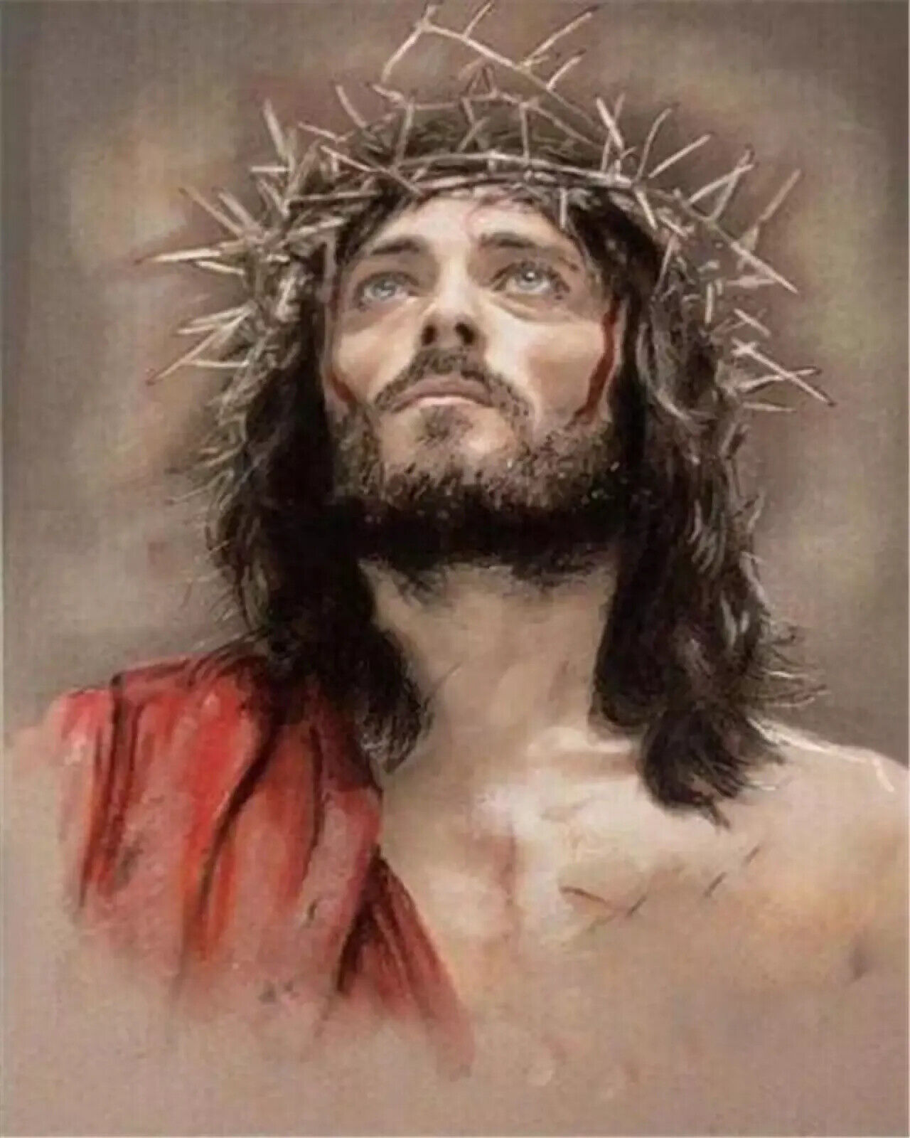 JESUS CHRIST 8.5X11 CROWN OF THORNS PHOTO GOD FATHER SON HEAVEN ANGEL REPRINT