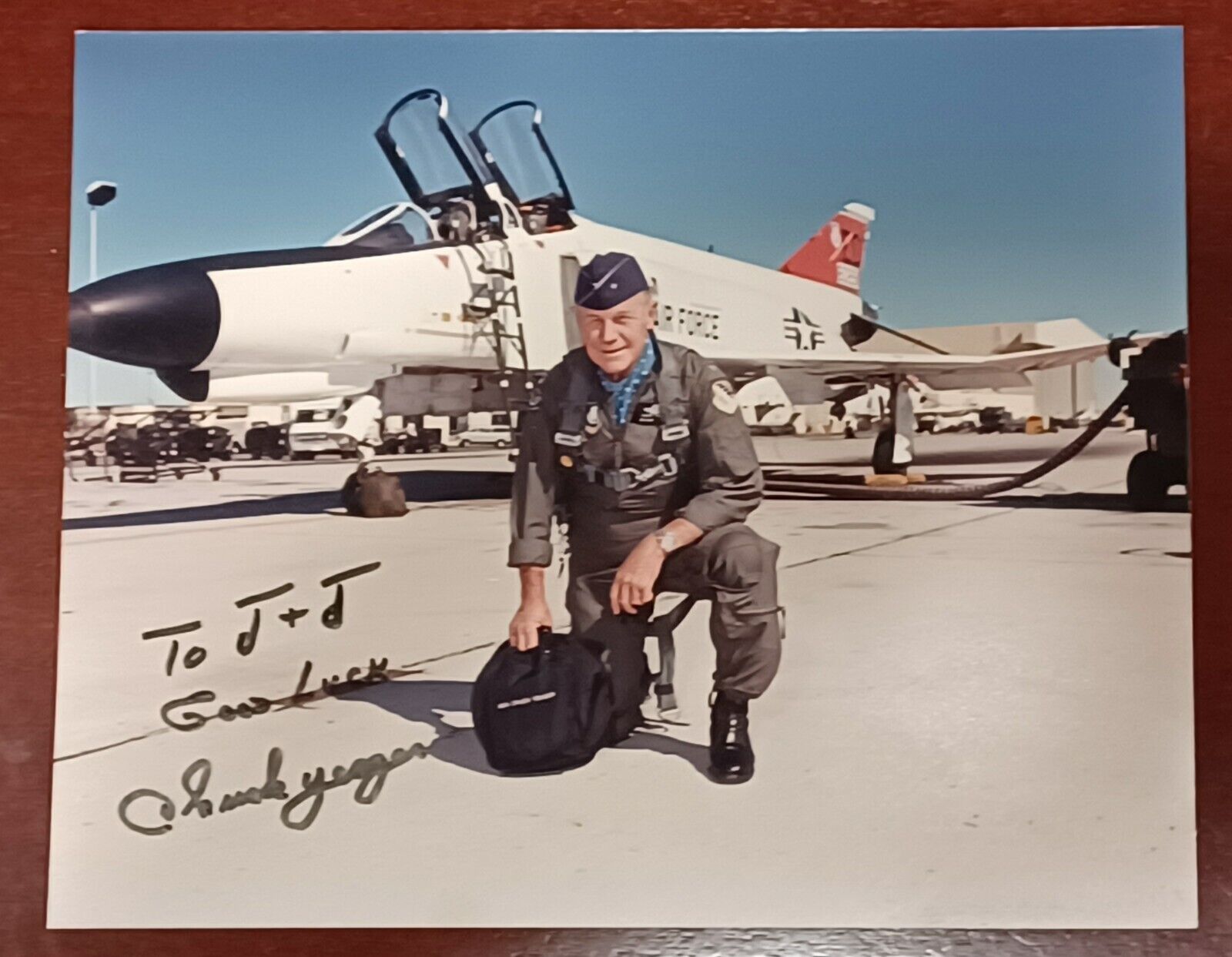 Chuck Yeager Autographed Color Photo 8x10 Guaranteed Authentic Undated Original