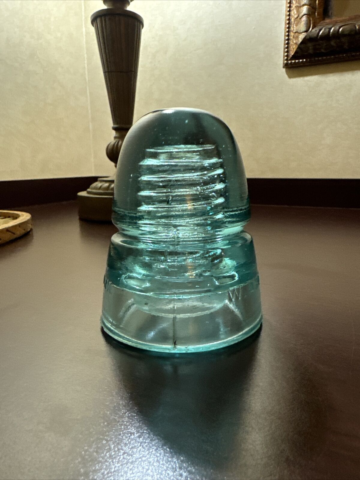 Vintage Glass Insulator: W Brookfield New York Ice Blue Color