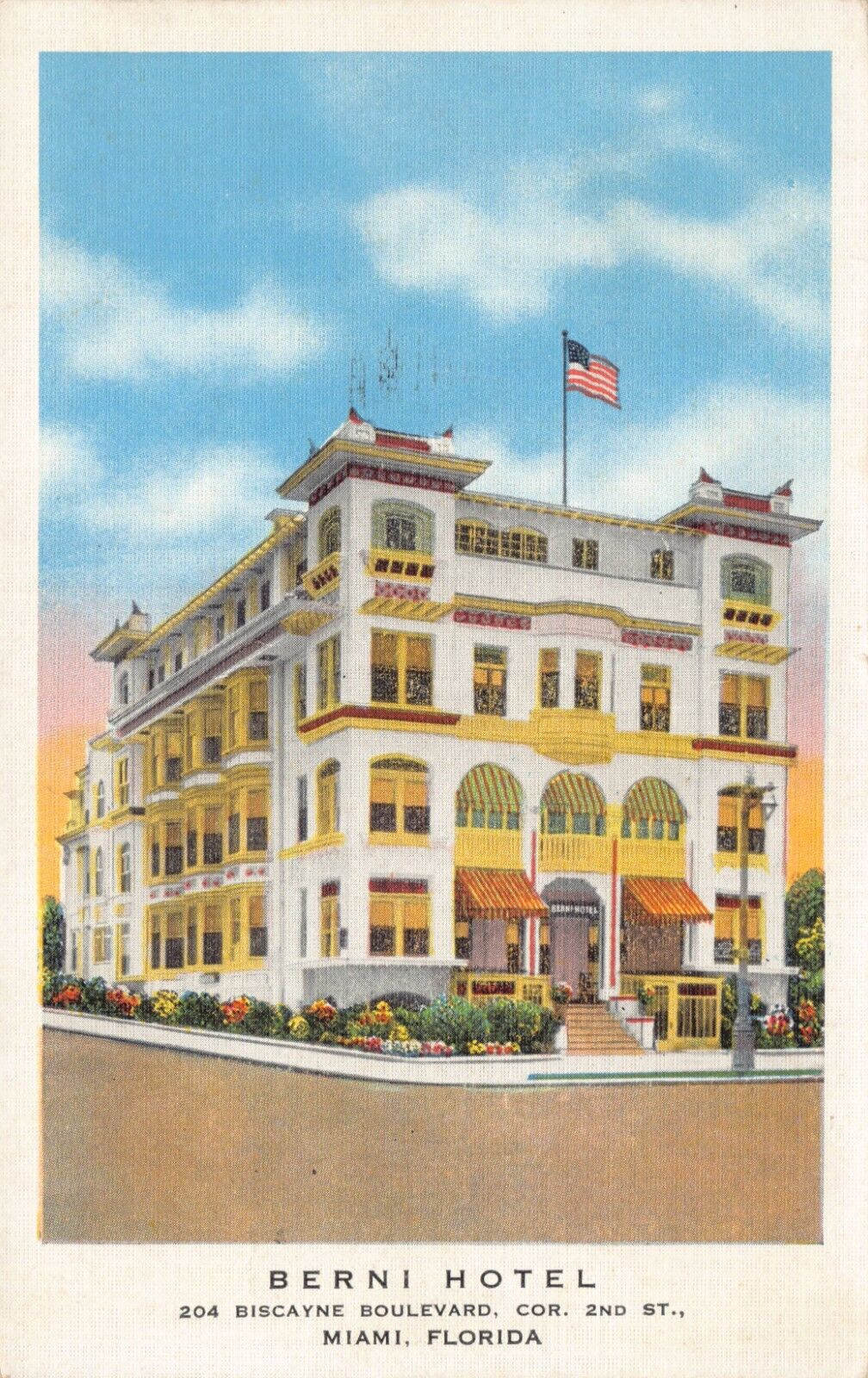 FL~FLORIDA~MIAMI~BERNI HOTEL~204 BISCAYNE BLVD~MAILED 1937