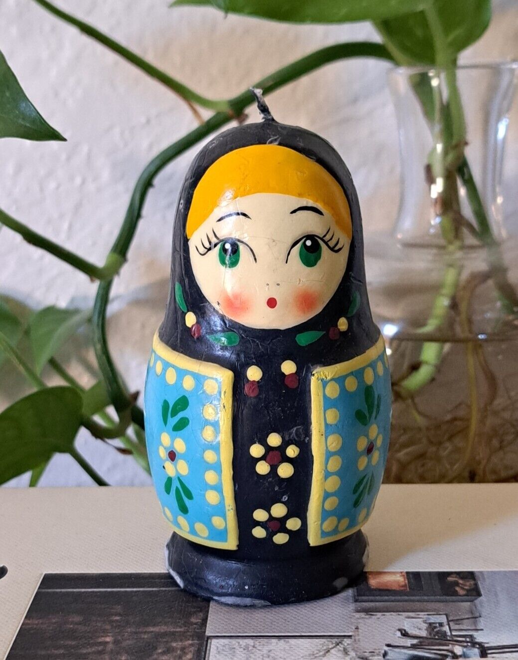 Matryoshka CANDLE Russian Nesting Girl Doll Vintage RARE Gift Hand Painted 4\