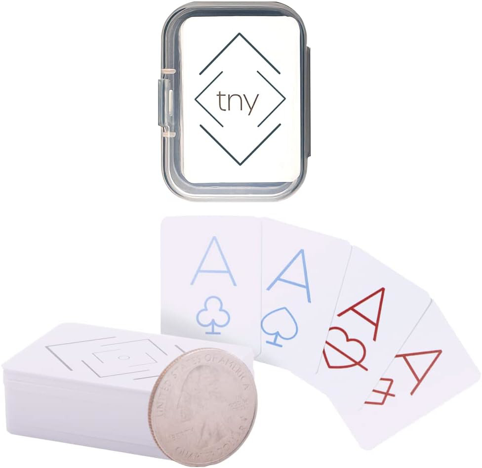 tny 2 - Ultra Mini Waterproof Playing Cards with Custom Plastic Case, Full Card