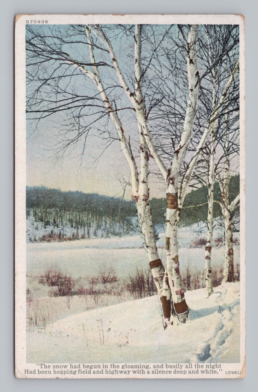 Postcard The Snow Has Begun Scenic Winter View c1916