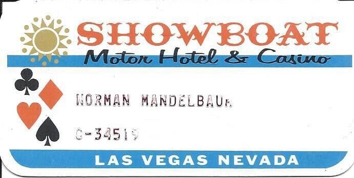 Showboat Casino Las Vegas, NV - Credit & Check Cashing Privileges Card