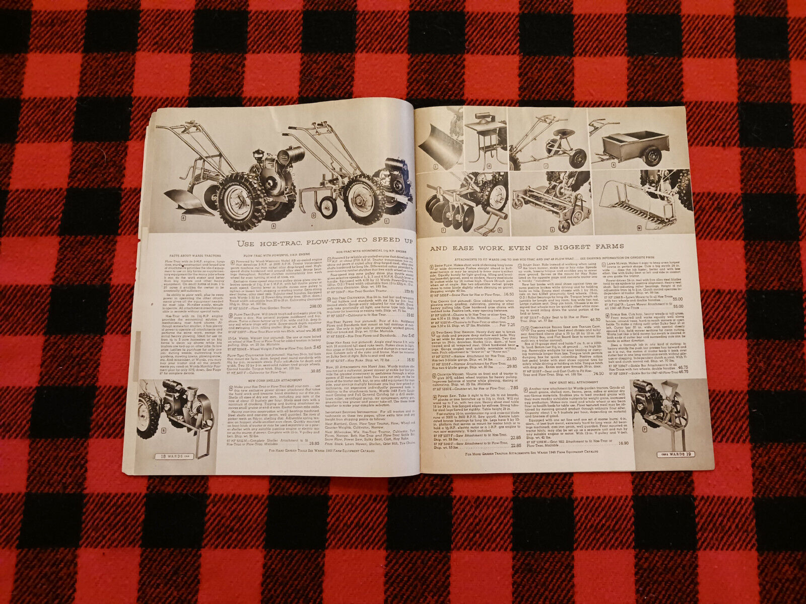 1948 Montgomery Ward Farm Catalog Wards Hoe Plow Trac Garden Tractor
