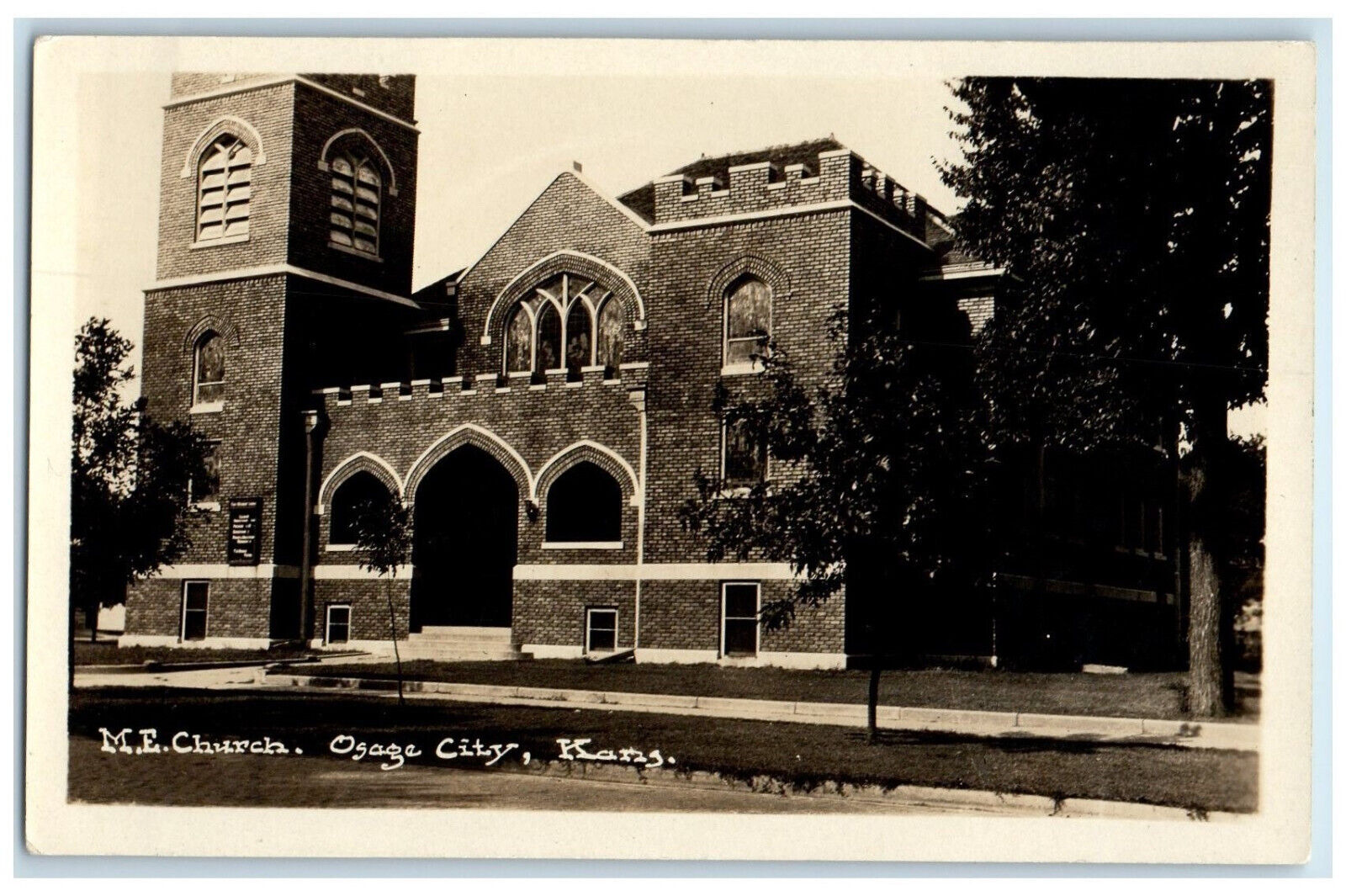 1922 M.E. Church Osage City Kansas KS Antique Posted RPPC Photo Postcard