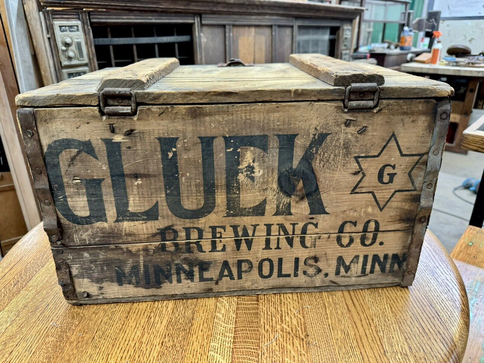Rare Vintage Gluek Brewing Co Minneapolis Minnesota Wood Beer Bottle Crate Box