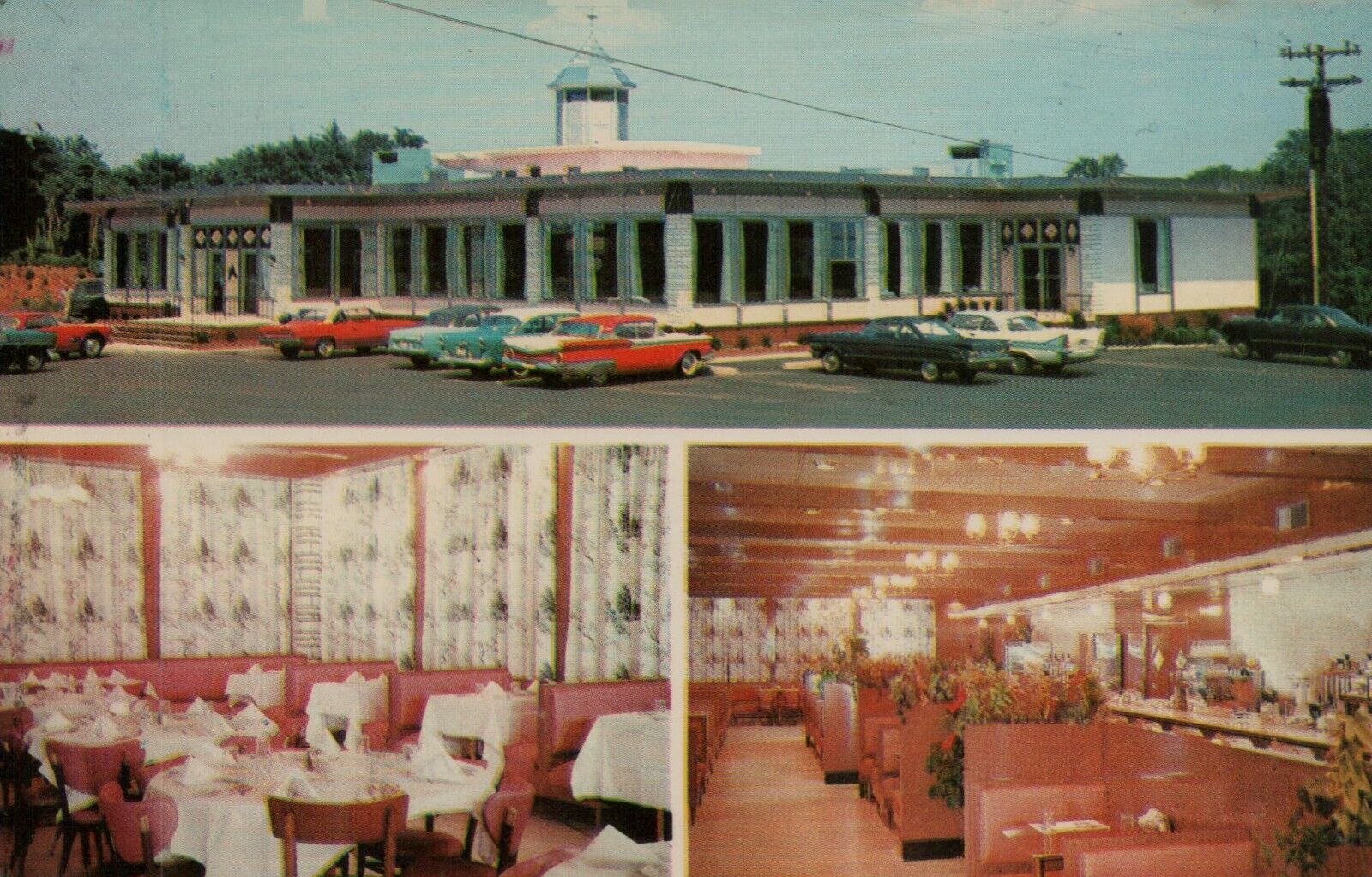  Vtg Postcard Trotters & Pacers Diner Freehold New Jersey Old Cars