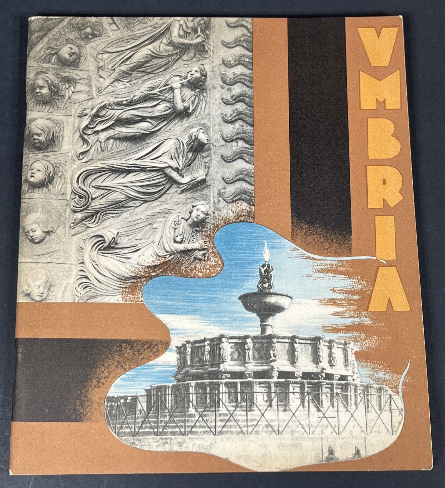 1937 Vintage UMBRIA Italy Travel Brochure Map Tourist 1930's Guide Art Deco