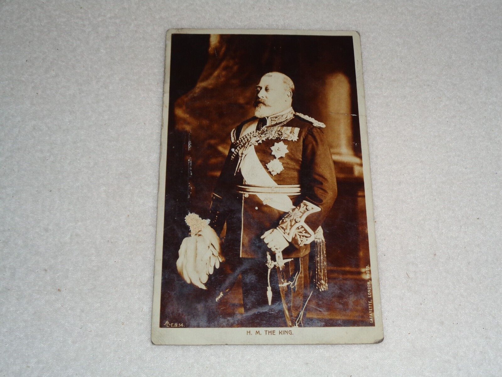 H.M. The King Lafayette London Antique 1910s Printed Saxony Rare Unused Postcard