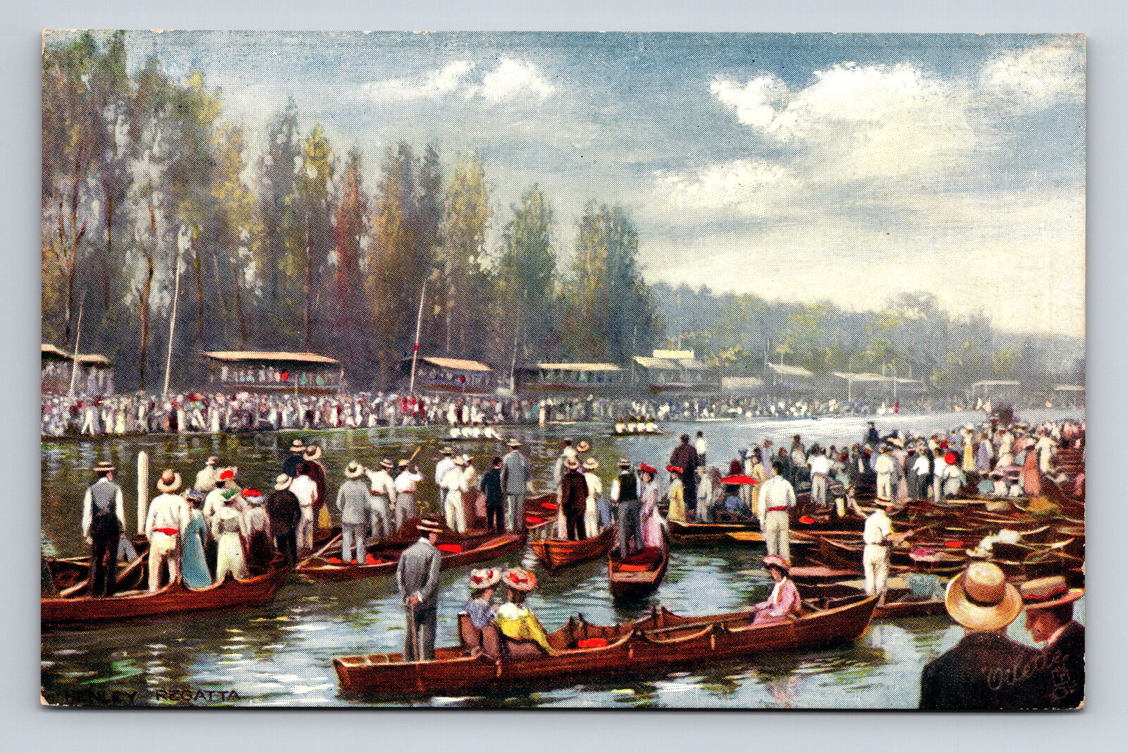 Henley Royal Regatta Row Boats Henley on Thames UK Raphael Tuck Oilette Postcard