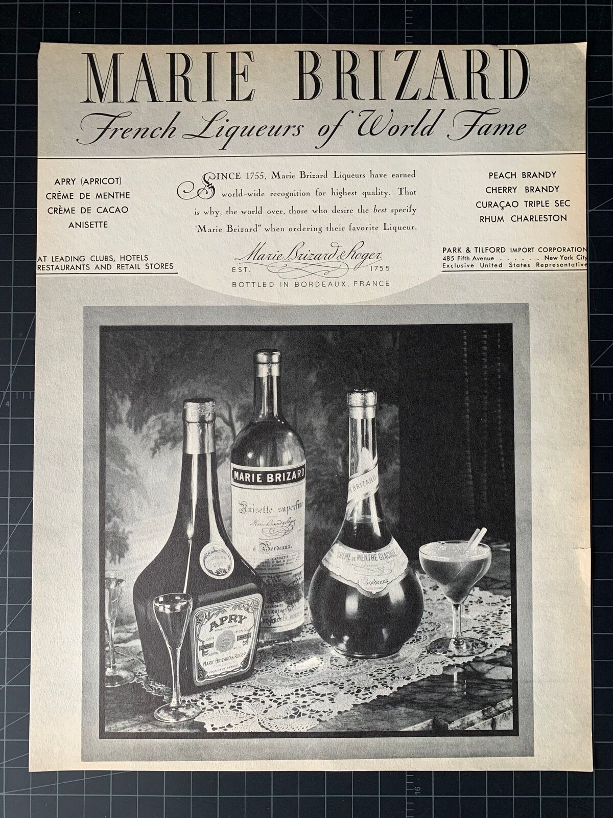 Vintage 1934 Marie Brizard French Liqueurs Print Ad