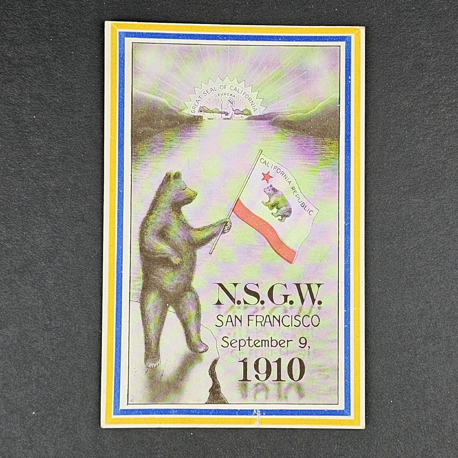 ANTIQUE DB POST CARD SEPT 9TH, 1910 N.S.G.W. SAN FRANCISCO, CALIFORNIA REPUBLIC