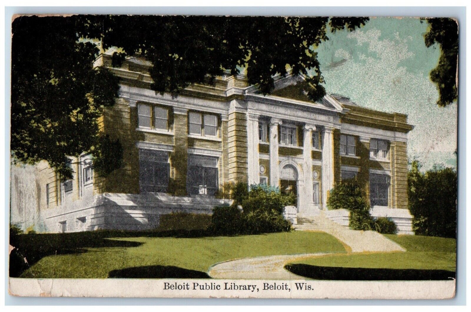 Beloit Wisconsin WI Postcard Beloit Public Library Exterior 1912 Vintage Antique