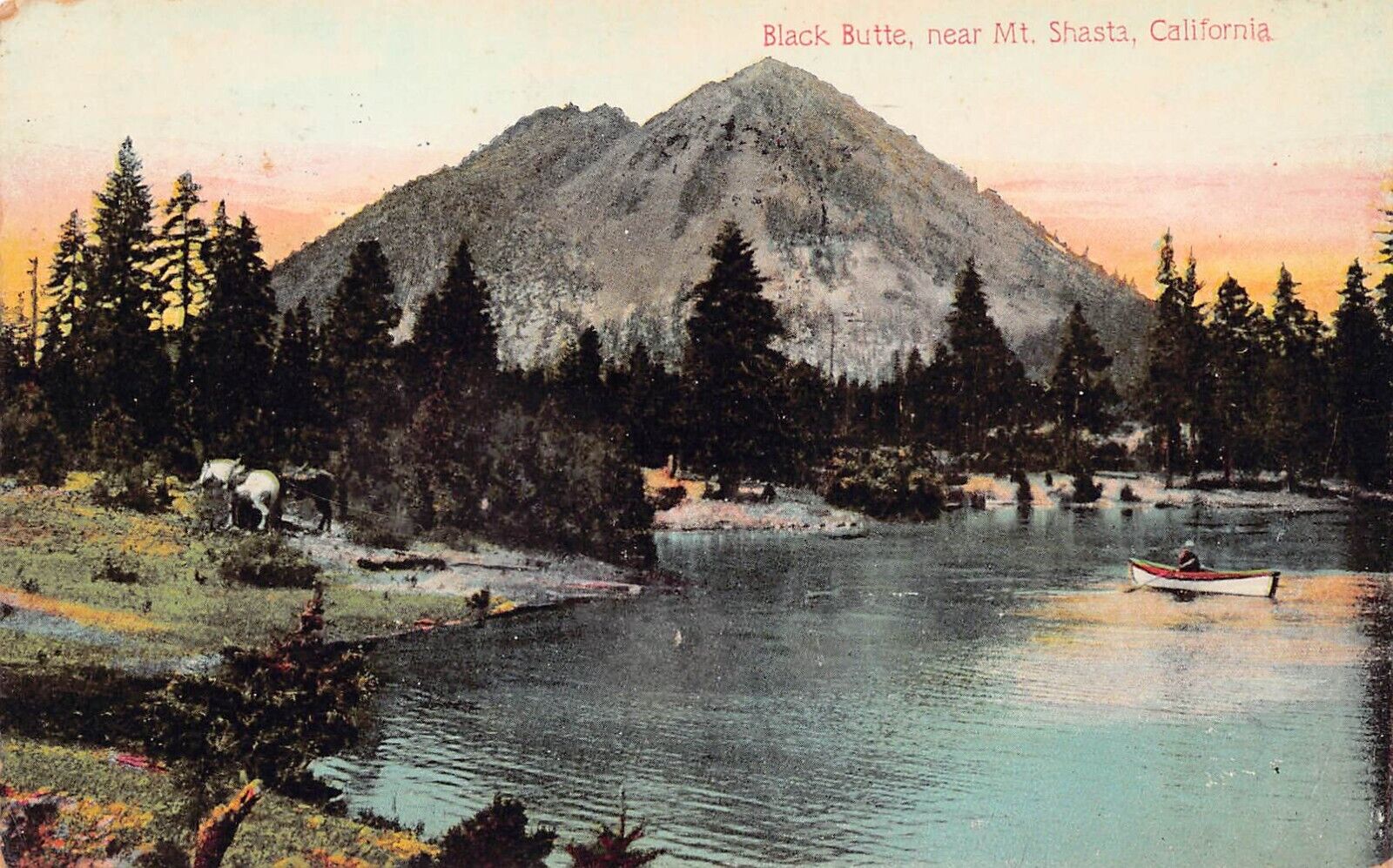 Black Butte Extinct Volcano Mount Mt Shasta Metolius Springs OR Vtg Postcard B31