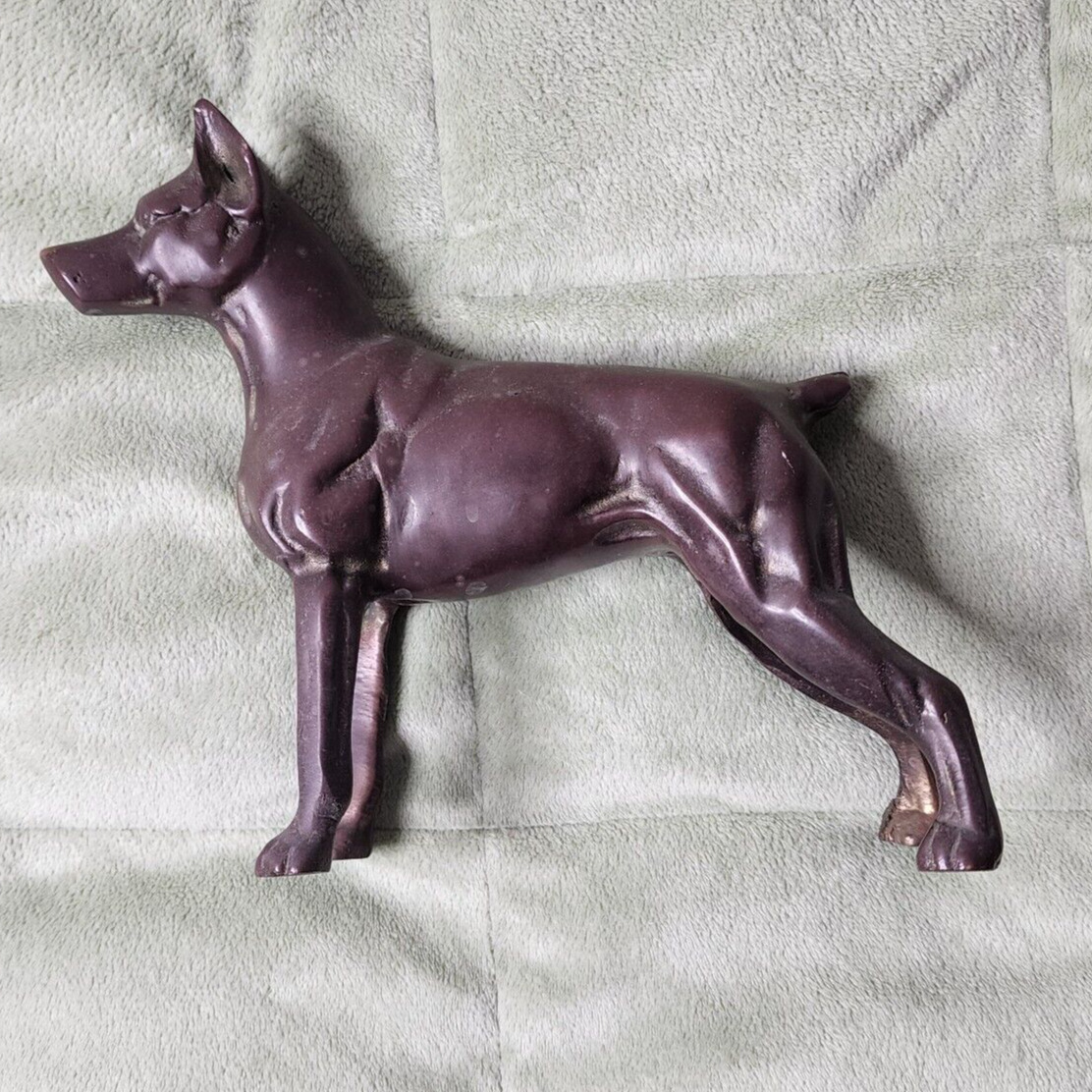 Vintage Brass Doberman Figurine Dog Statue Figure Large