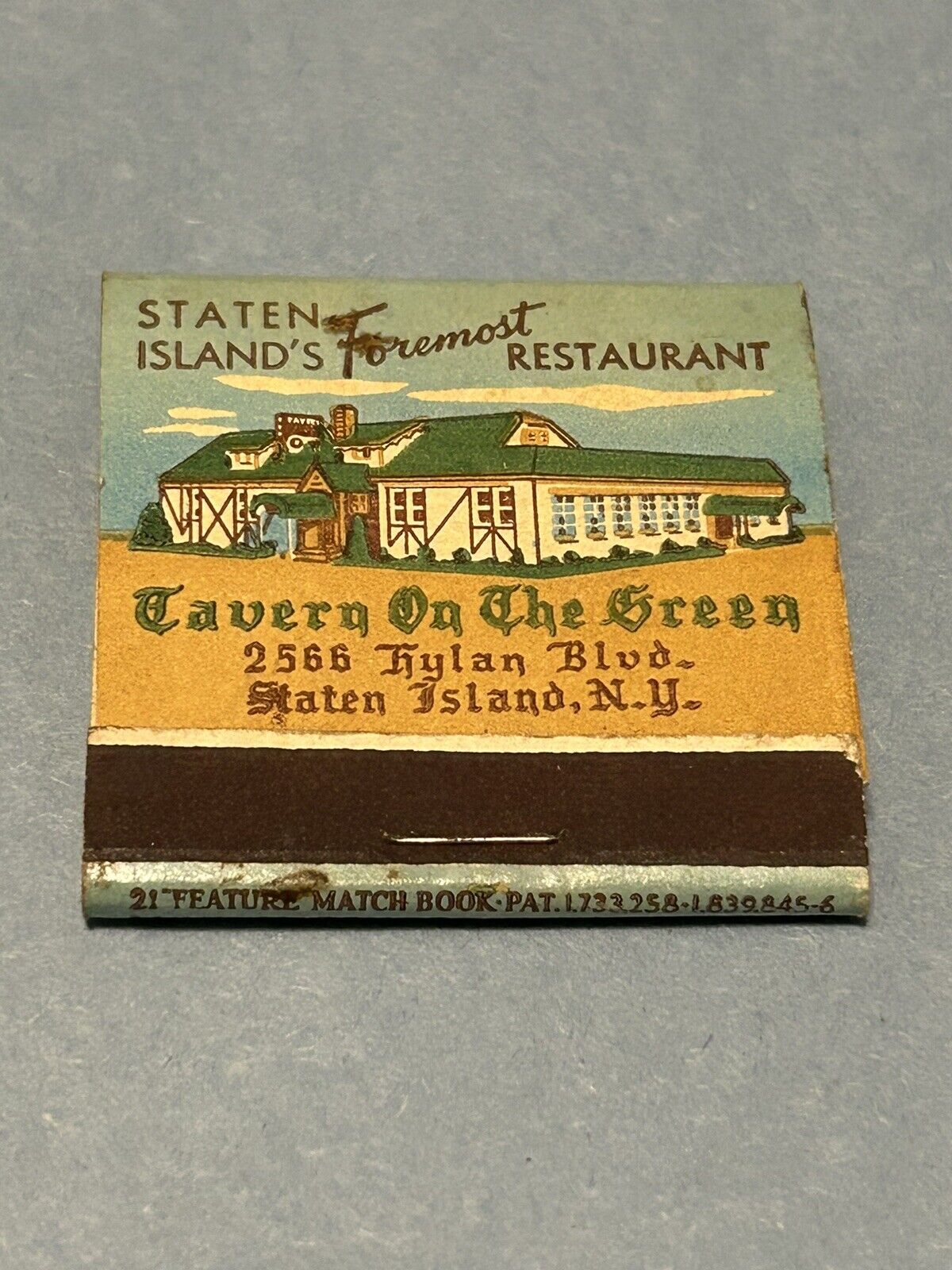🔥  Full Feature Matchbook - Must See Staten Island NY Tavern On The Green  🔥
