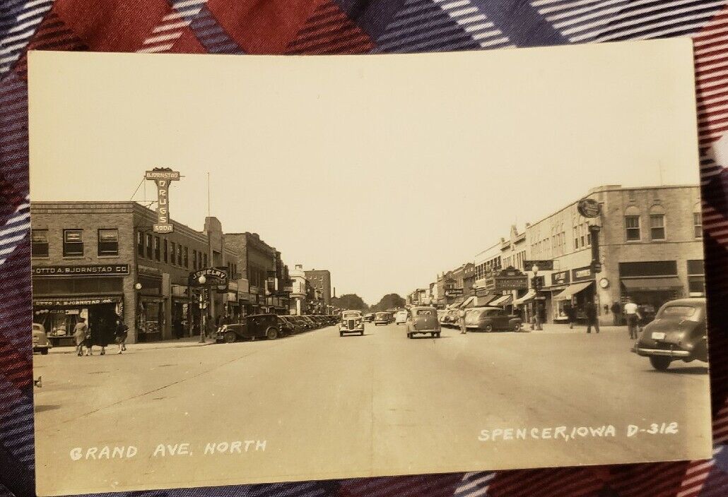 RARE Antique RPPC of Grand Avenue North In Spencer, Iowa. 1915.