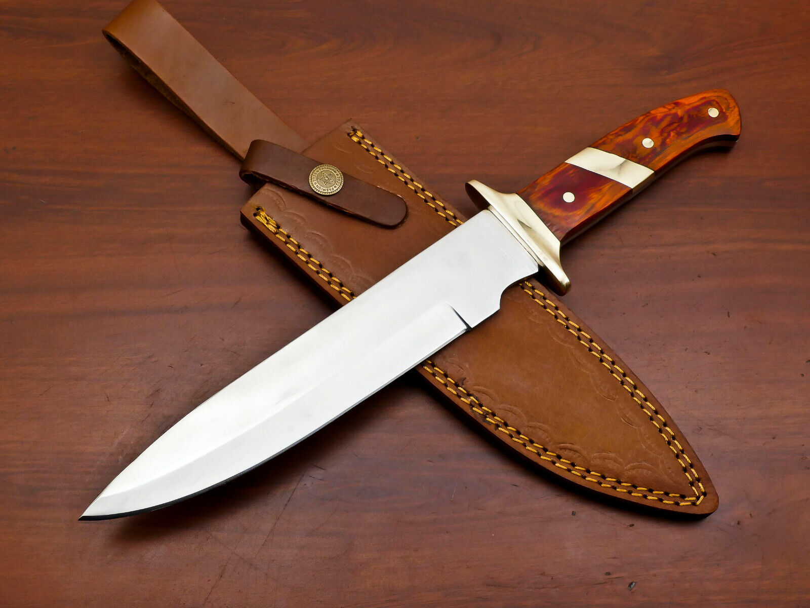 CUSTOM HAND MADE D2 BLADE STEEL BOWIE HUNTING KNIFE- FULL TANG - HB-4548