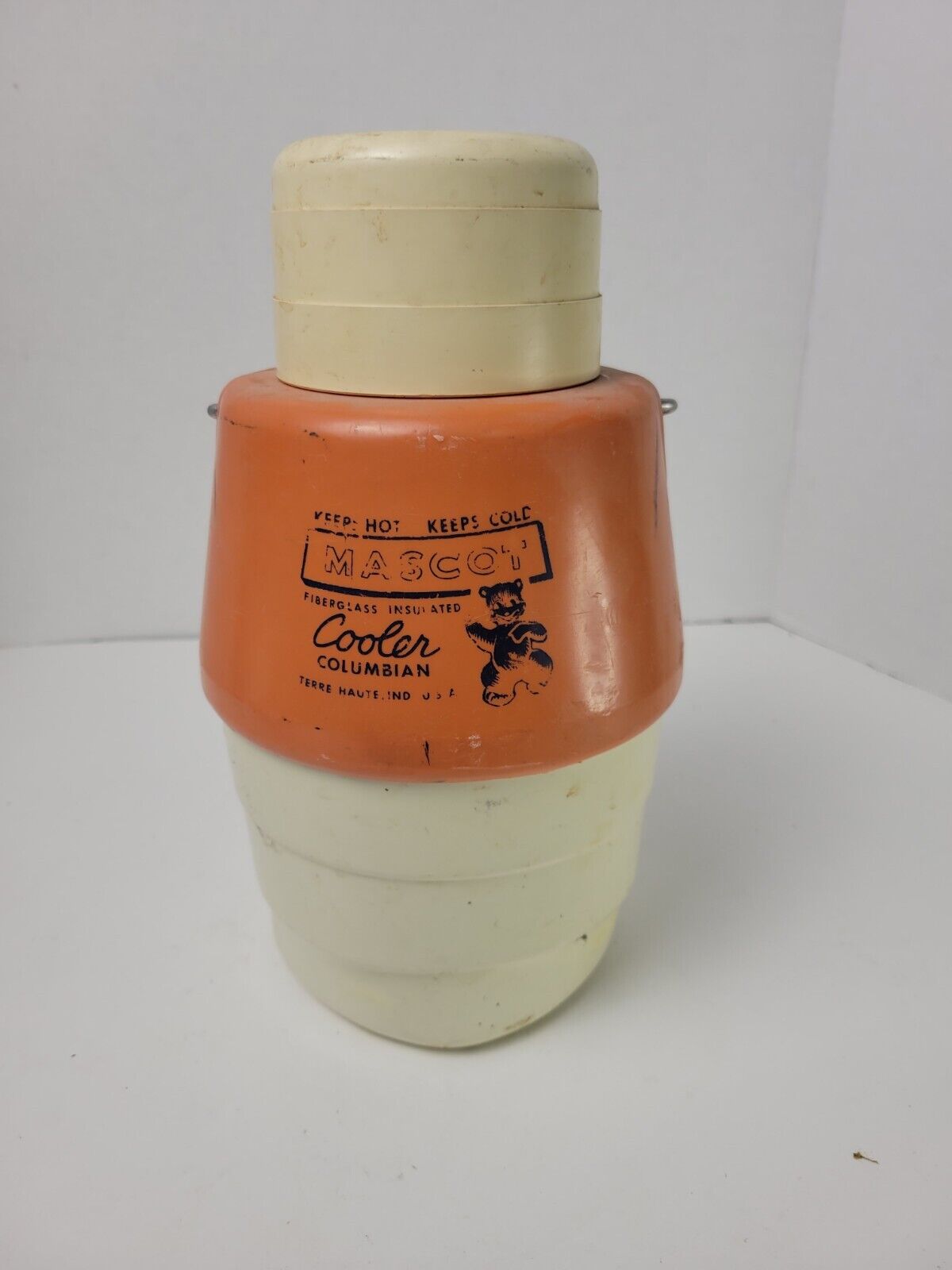 Vintage Mid-Century Mascot Fiberglass Insulated Cooler/ Hot-Cold USA