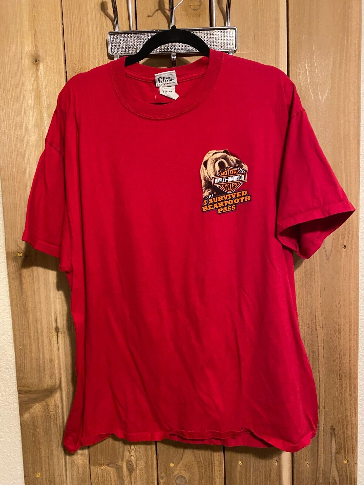 Harley Davidson Mens Red Short Sleeve Shirt XL (red Lodge, Montana)