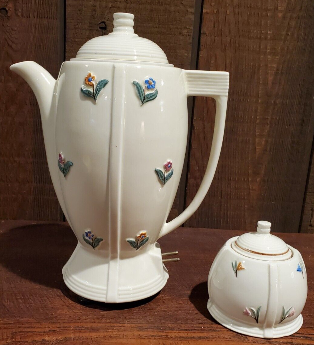 Vintage Porcelier Electric Coffeepot with Sugar Untested READ Art Deco