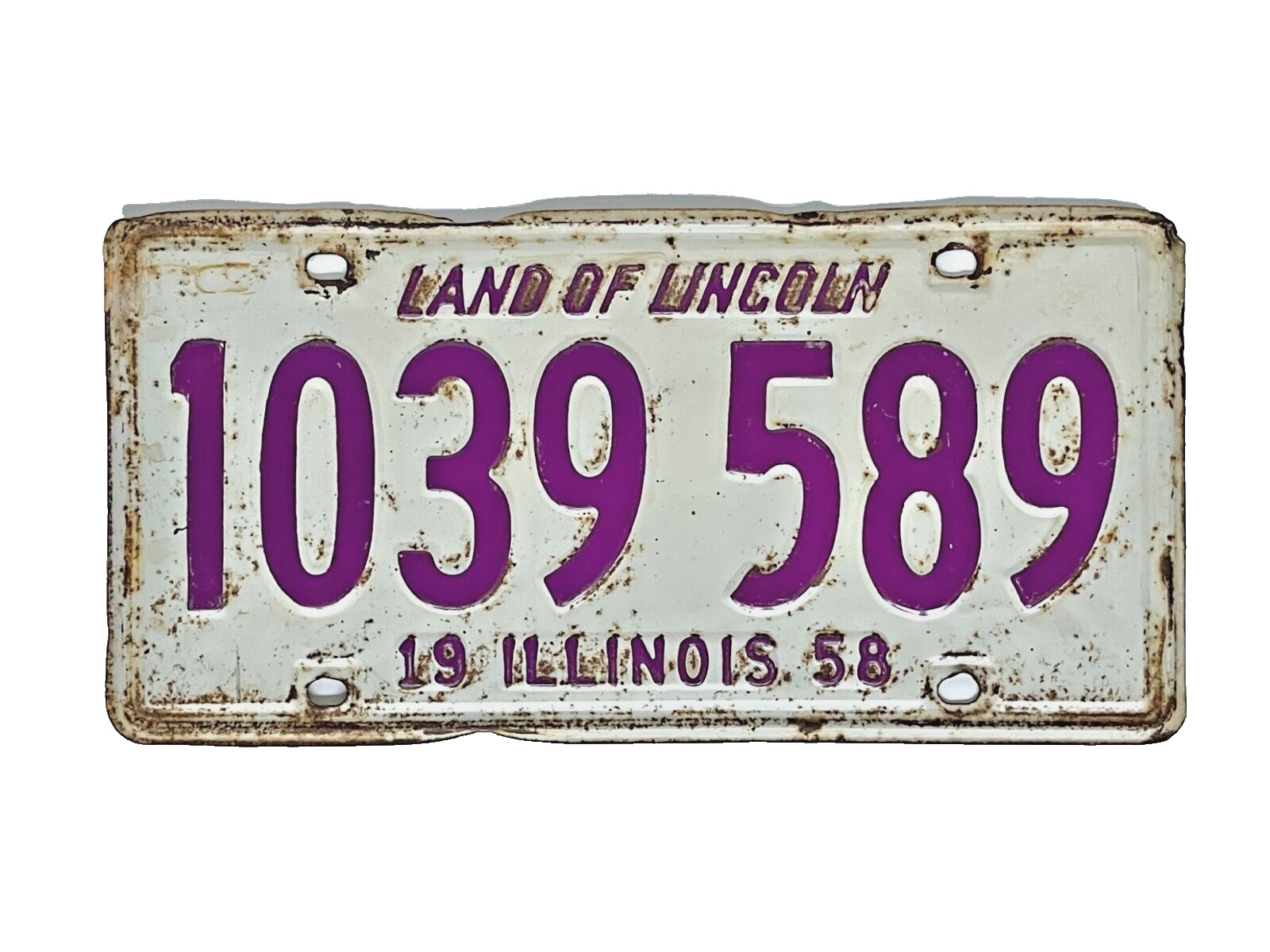 ILL 1958  -  (1) vintage license plate
