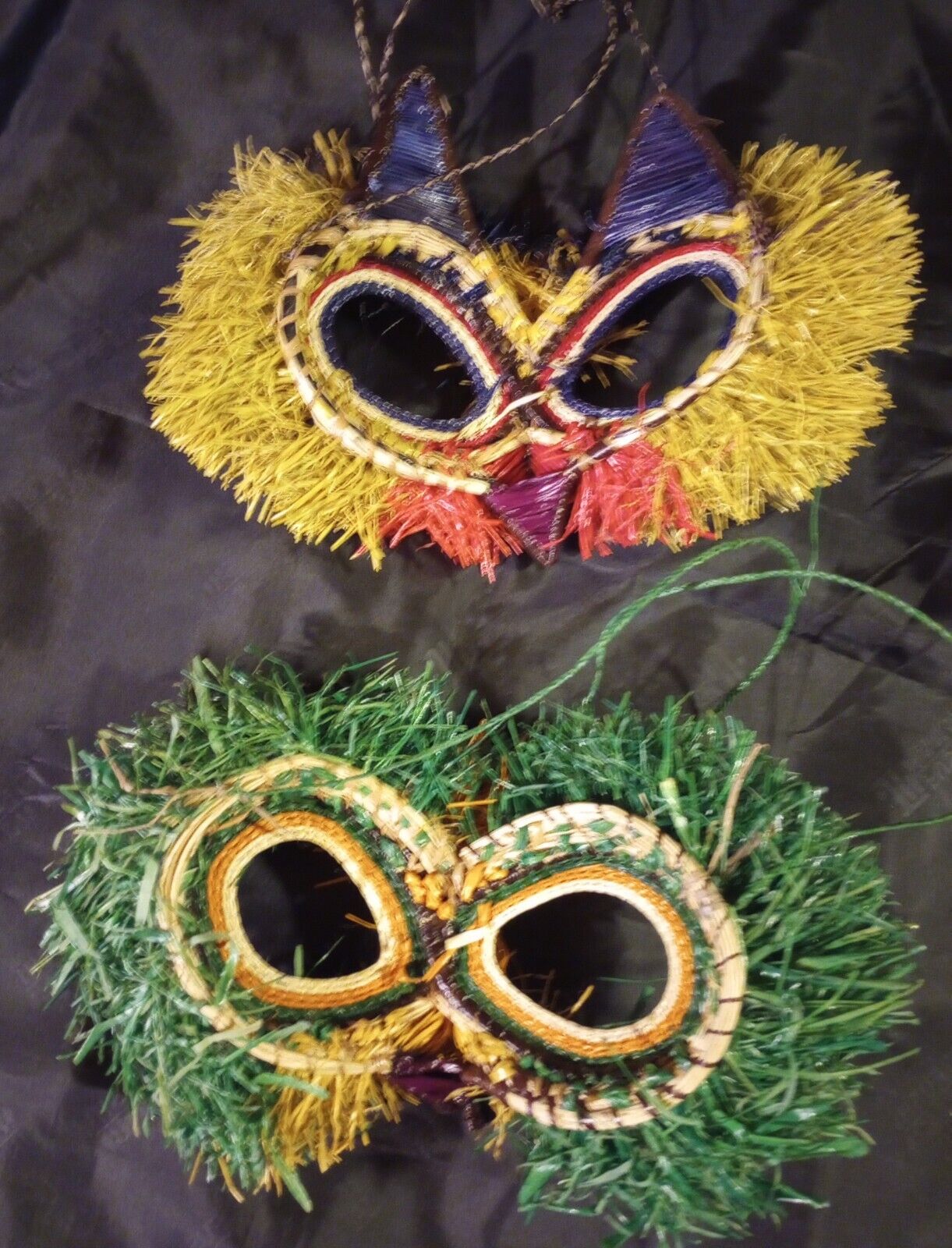 Two Tribal Grass Masks From Panama Wounaan Embera 