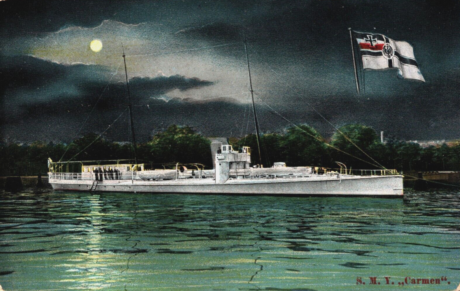 S.M.Y. Carmen Cargo Ship Vintage Postcard C256