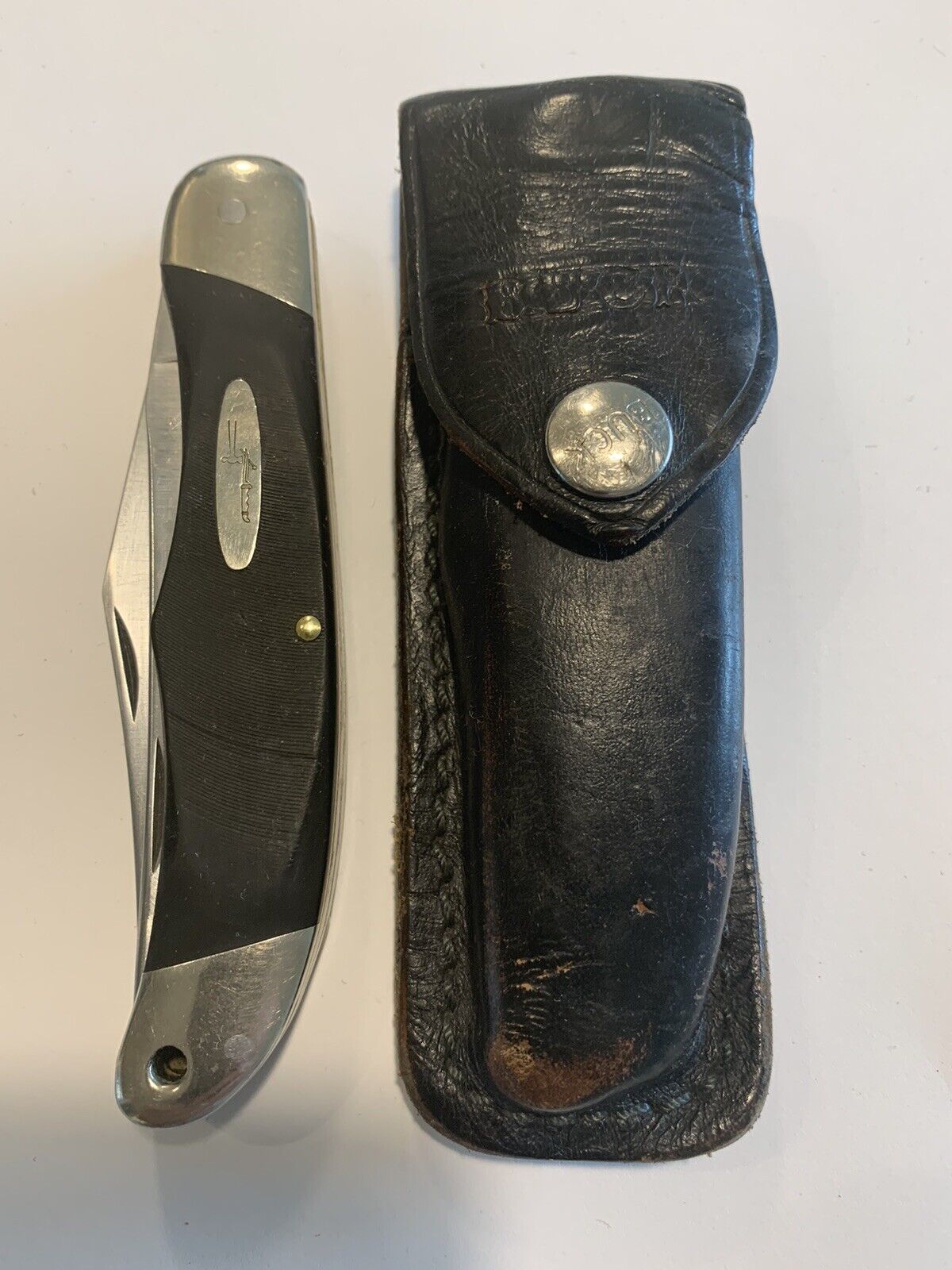 Vintage Buck Knife 317 - Trailblazer Folding Hunter - w/ Sheath