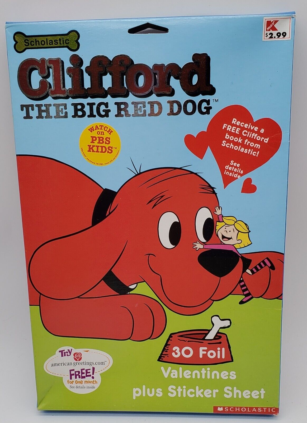 Vintage Clifford the Big Red Dog 30 FOIL Valentines NOS