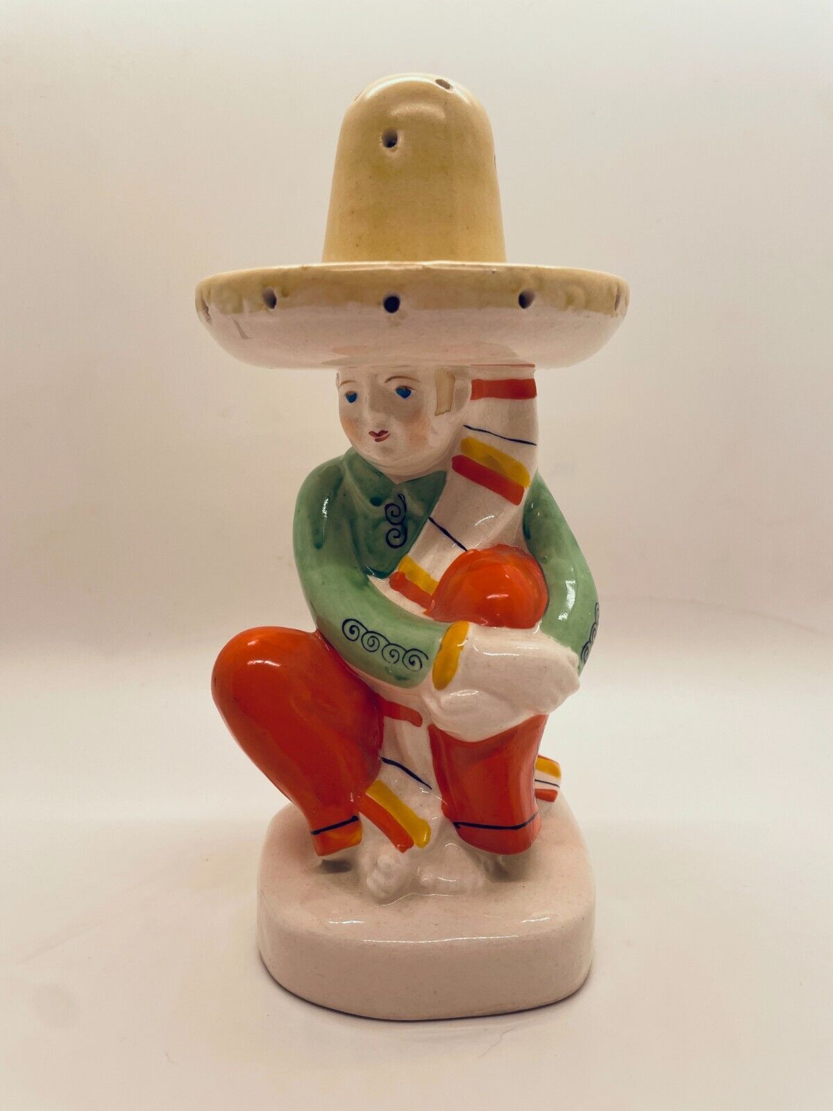 Vintage (1921-1941) Japanese Ceramic Hors d\'oeuvers Holder_ Mexican Figure_7.5\