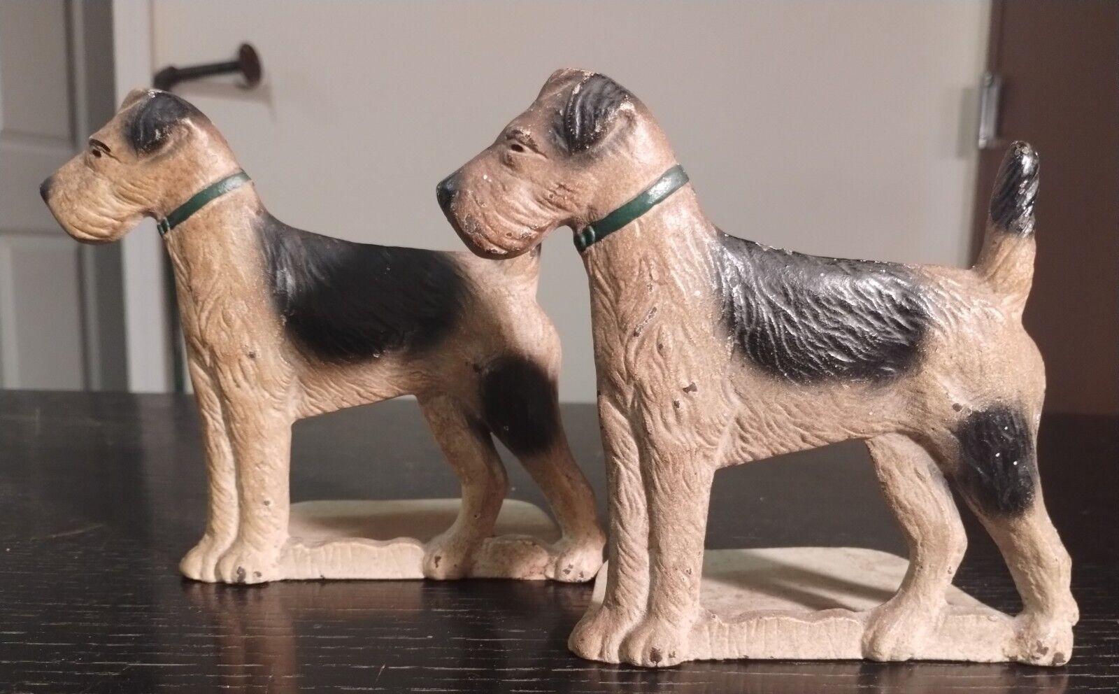 ANTIQUE 1920\'s SPENCER FOUNDRY CAST IRON TERRIER DOG BOOKENDS