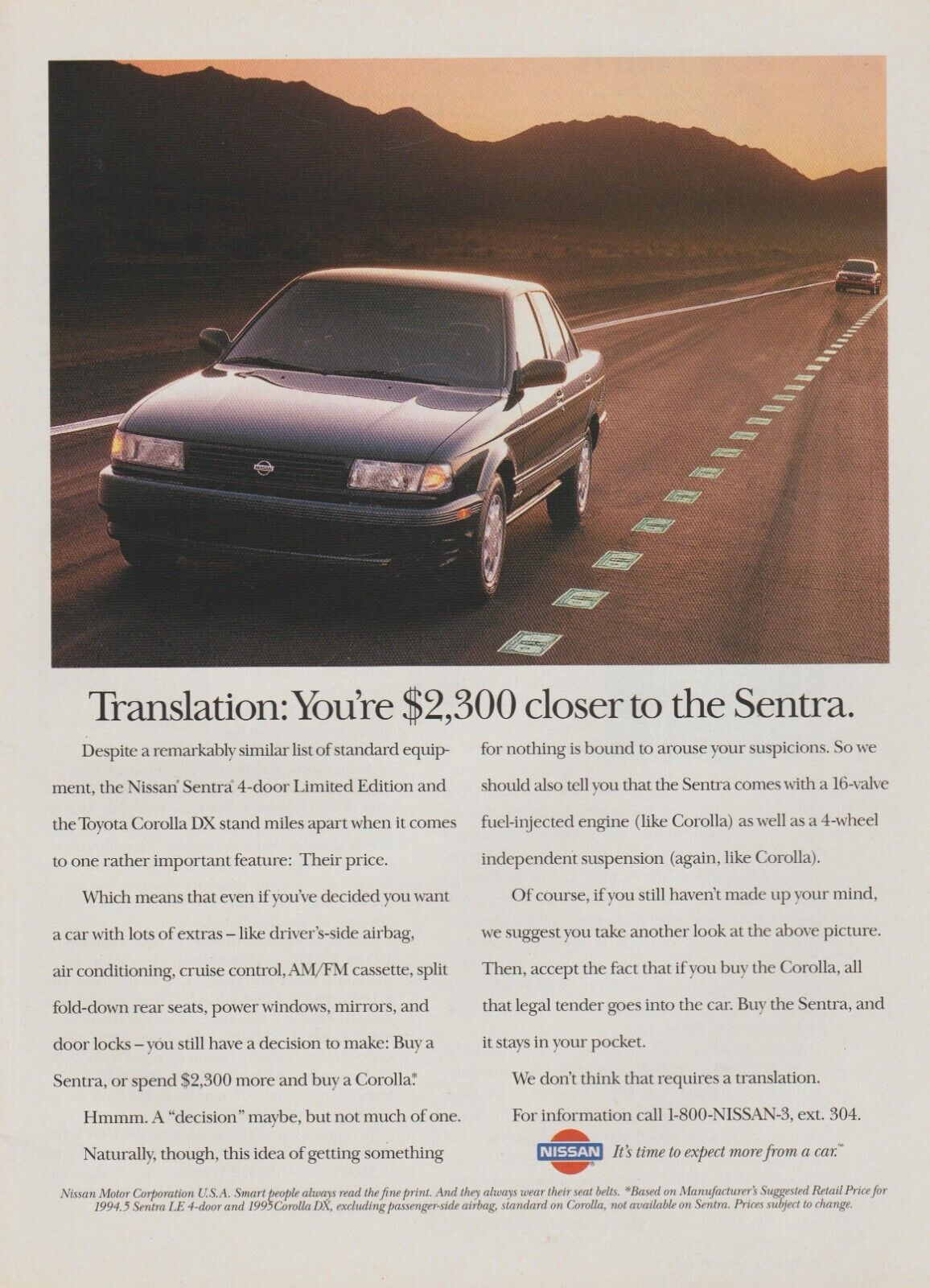 1995 Nissan Sentra - vs. Toyota Corolla - \
