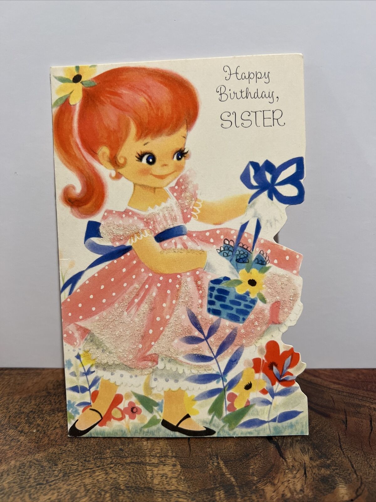 Vintage Holiday Card: Birthday Sister (See Photos)