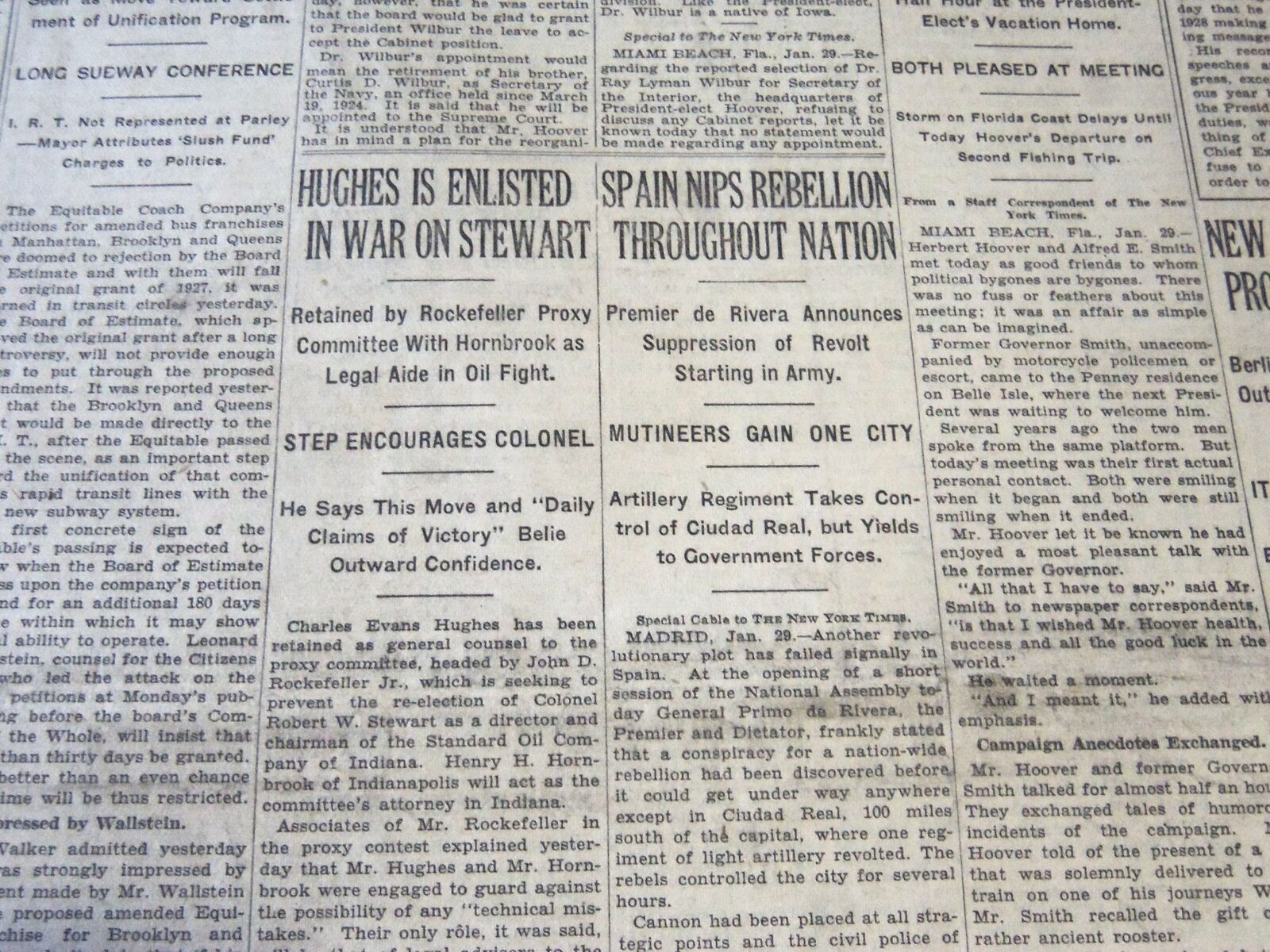 1929 JANUARY 30 NEW YORK TIMES - SPAIN NIPS REBELLION THROUGHOUT NATION- NT 6632