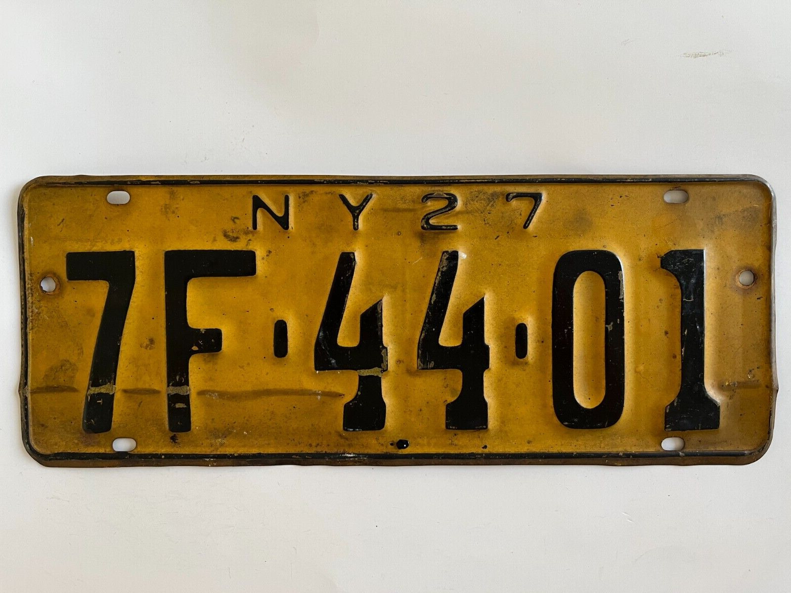 1927 New York License Plate All Original Paint Allegany County