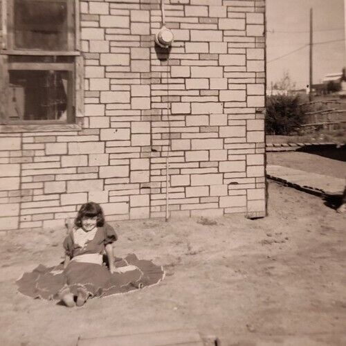SD South Dakota 1950s Photo Girl Lawn Backyard House B&W Pierre Development Vtg