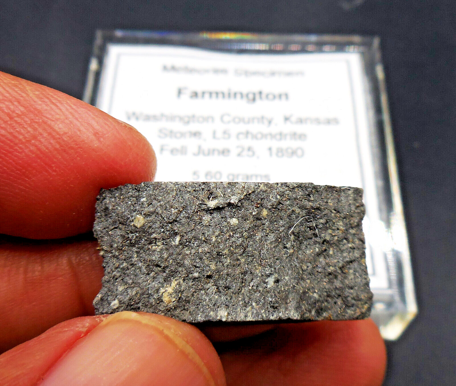 5.60 gram - FARMINGTON (L5 Chondrite) METEORITE - 1890 witnessed fall Kansas