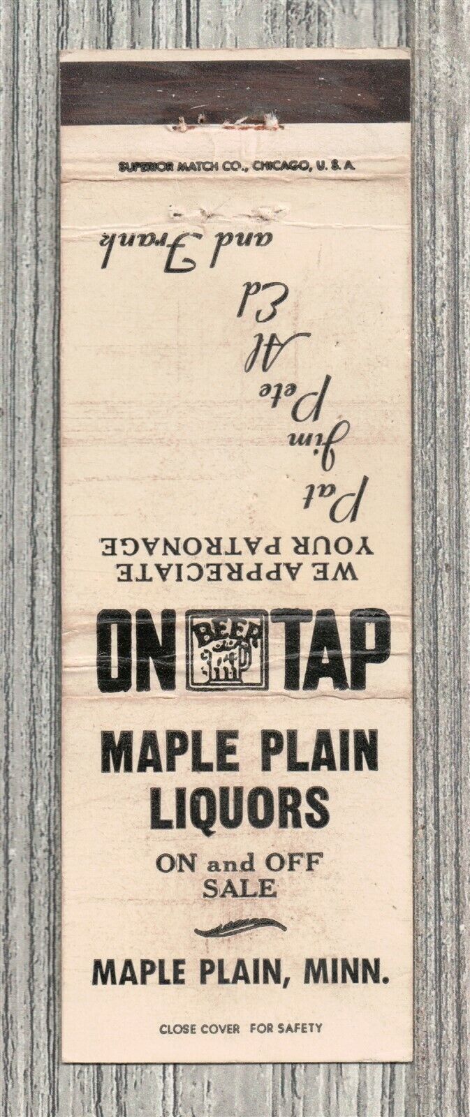 Matchbook Cover-Maple Plain Liquors Maple Plain Minnesota-6305