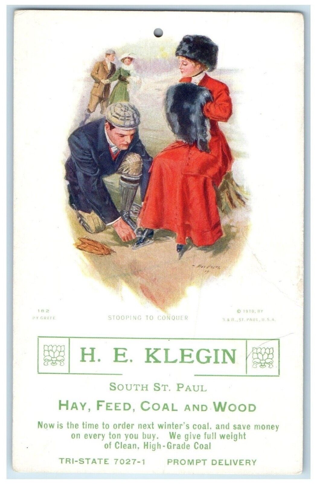 c1910's HE Klegin South St. Paul Minnesota MN, Hay Feed Coal And Wood Postcard