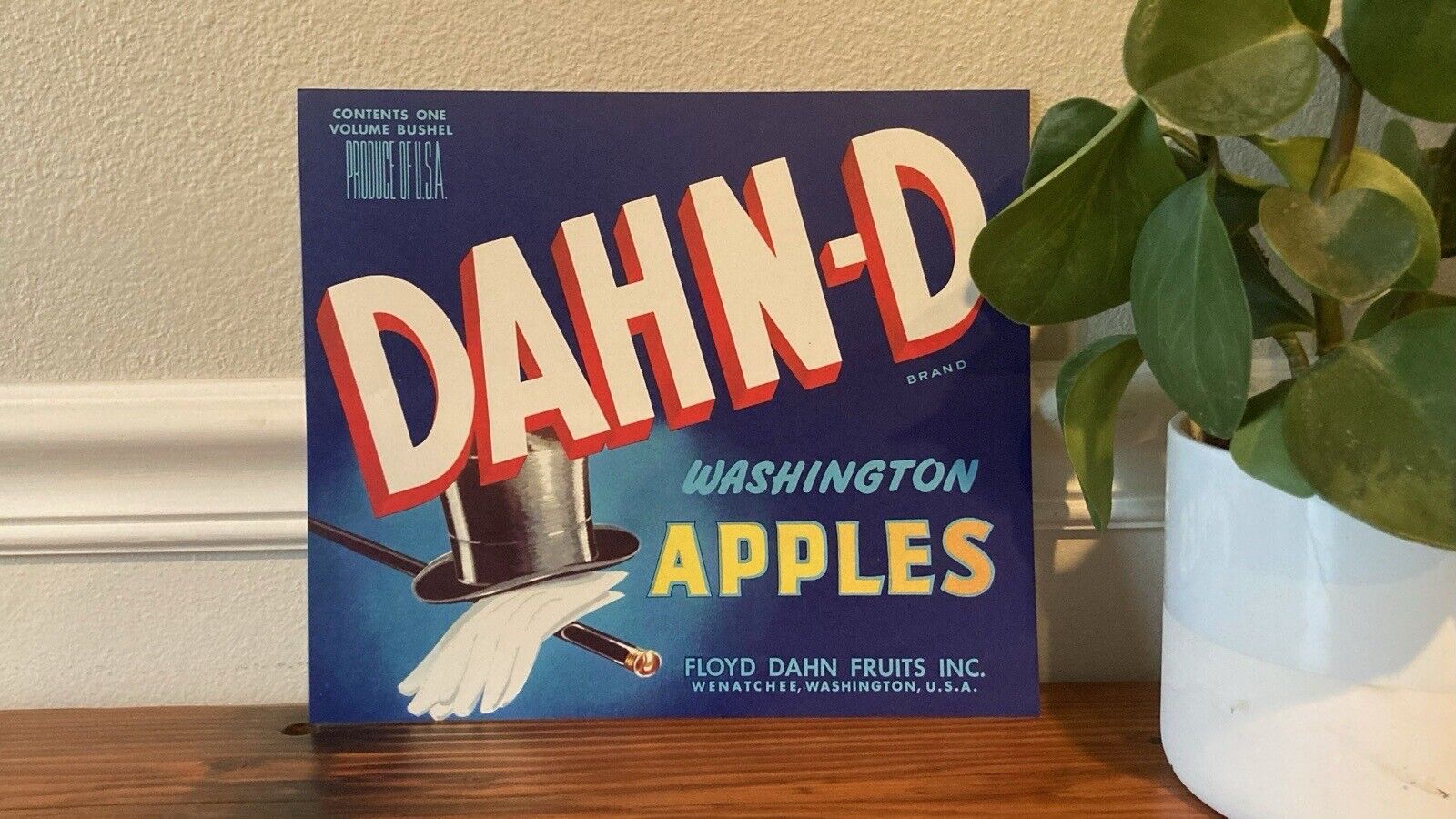 c1930s Dahn-D Washington Apples Floyd Wenatchee WA Fruit Crate Label NOS Unused