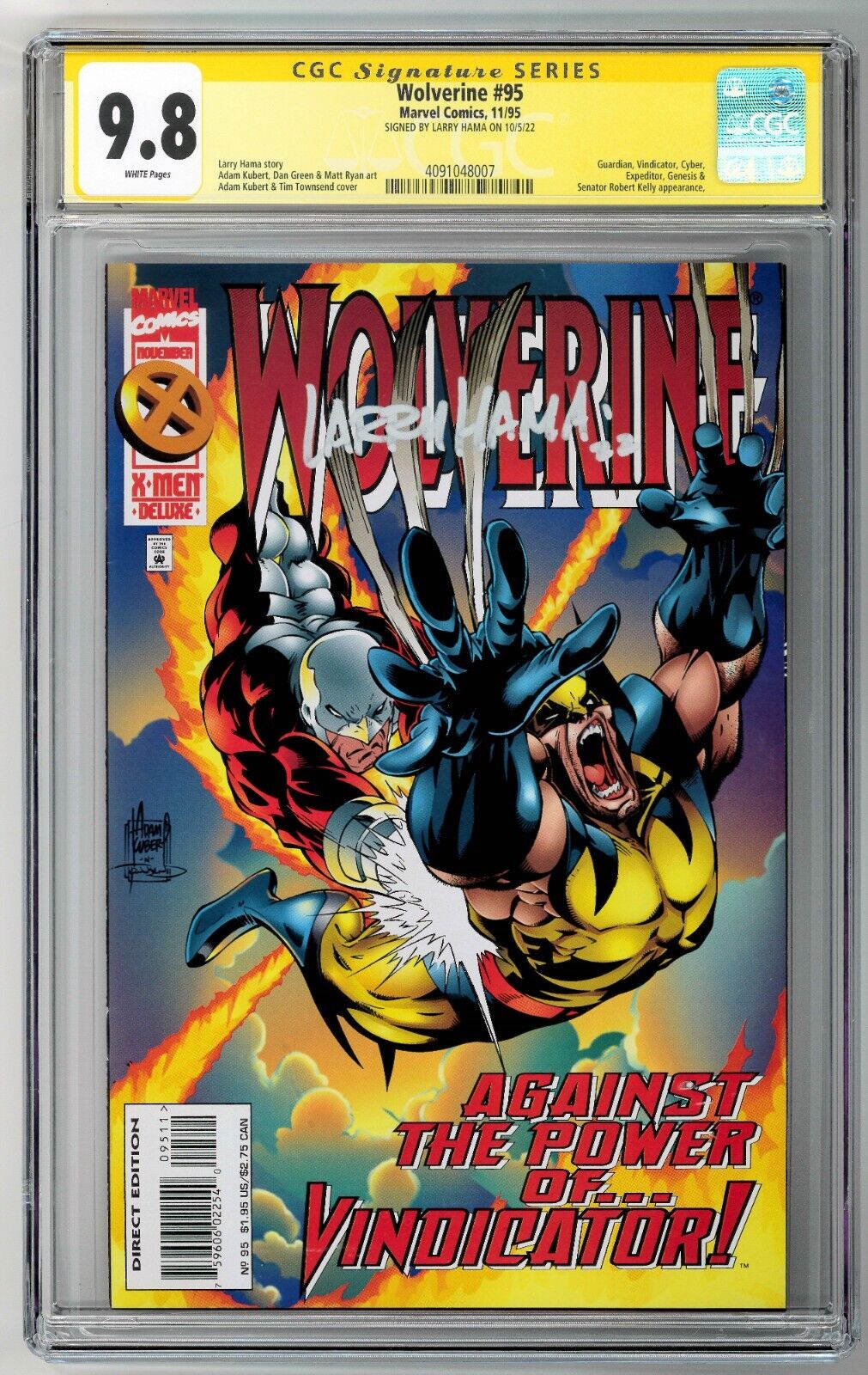 Wolverine #95 CGC SS 9.8 (Nov 1995, Marvel) Signed by Larry Hama, Vindicator app
