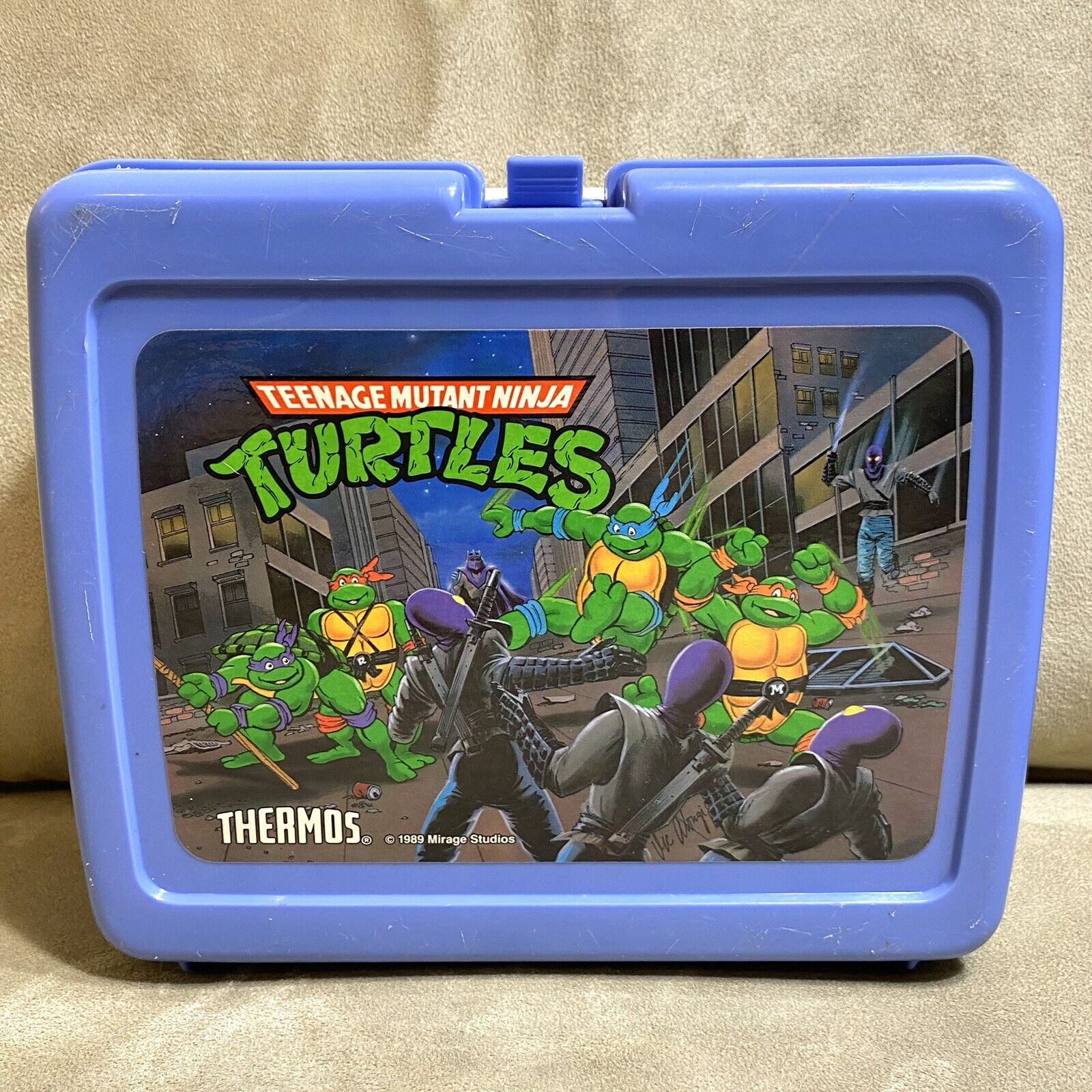 Teenage Mutant Ninja Turtles Lunchbox Blue TMNT 1989 Vintage Kids School 80s 90s