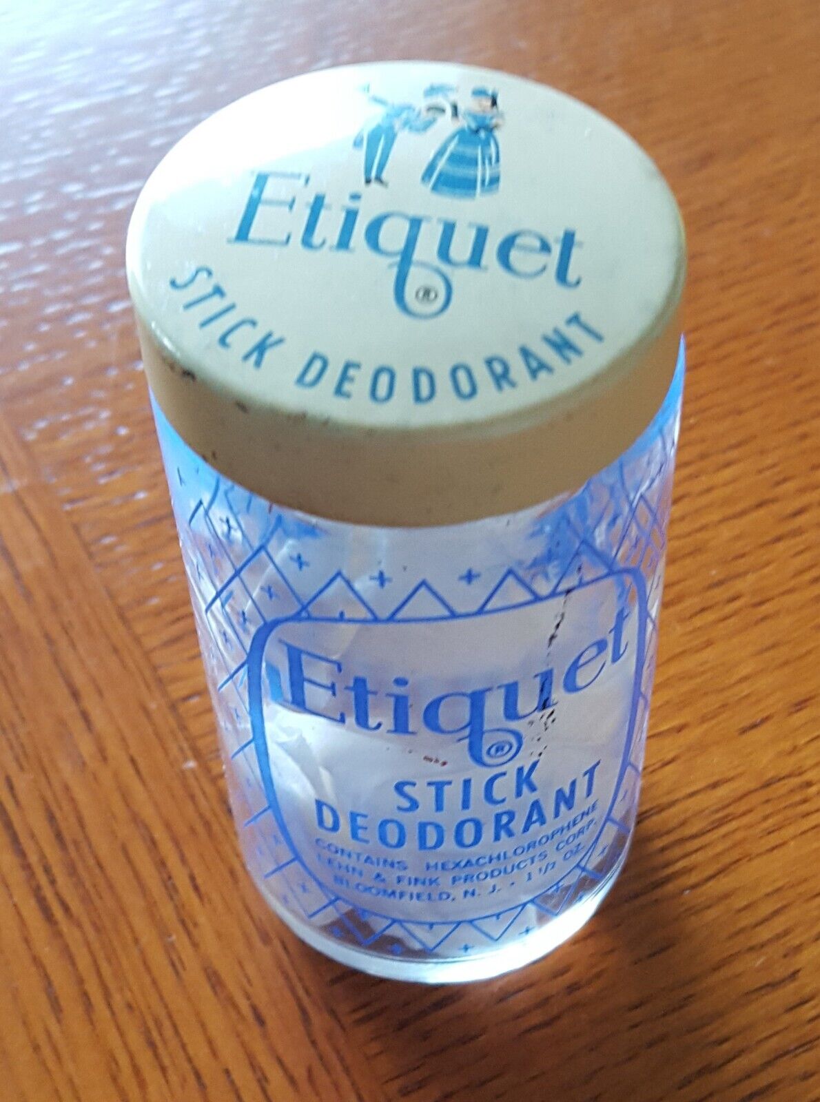 Vintage Etiquet Stick Deodorant glass jar Lehn and Fink