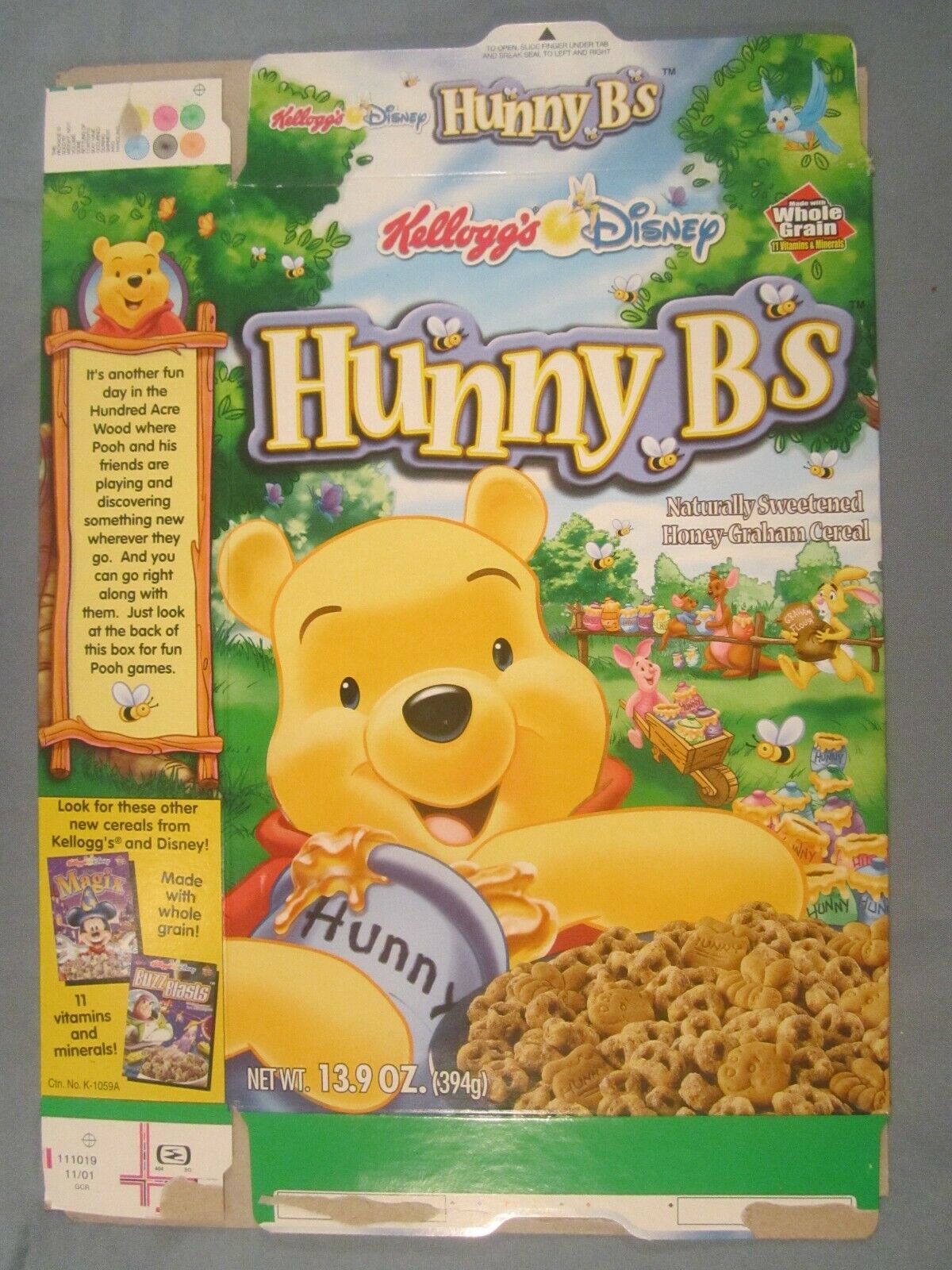 2001 MT Cereal Box KELLOGG\'S Disney HUNNY Bs Pooh [Y156a1]