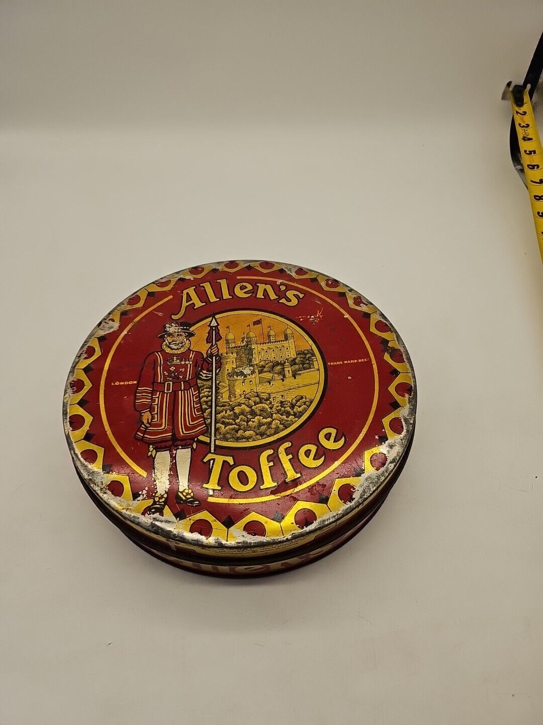 Vintage Allen\'s Toffee Supreme Antique Tin 9.5\