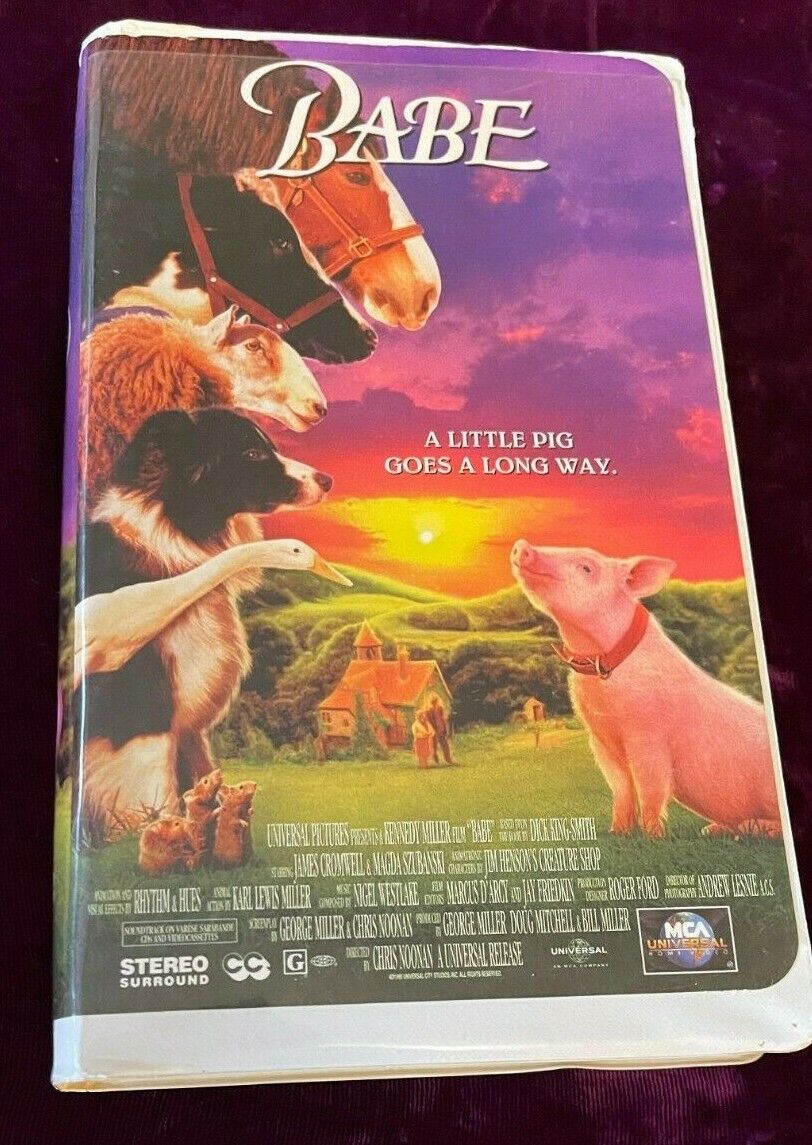 RARE BABE VHS TAPE VINTAGE CLAMSHELL CASE A LITTLE PIG GOES A LONG WAY FARM LIFE
